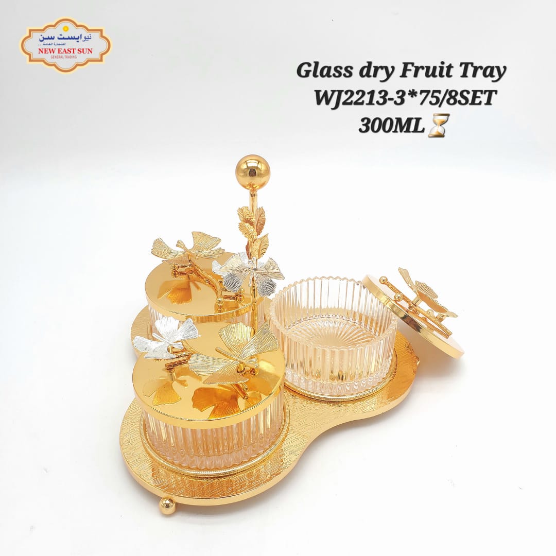 Plateau de fruits secs en verre