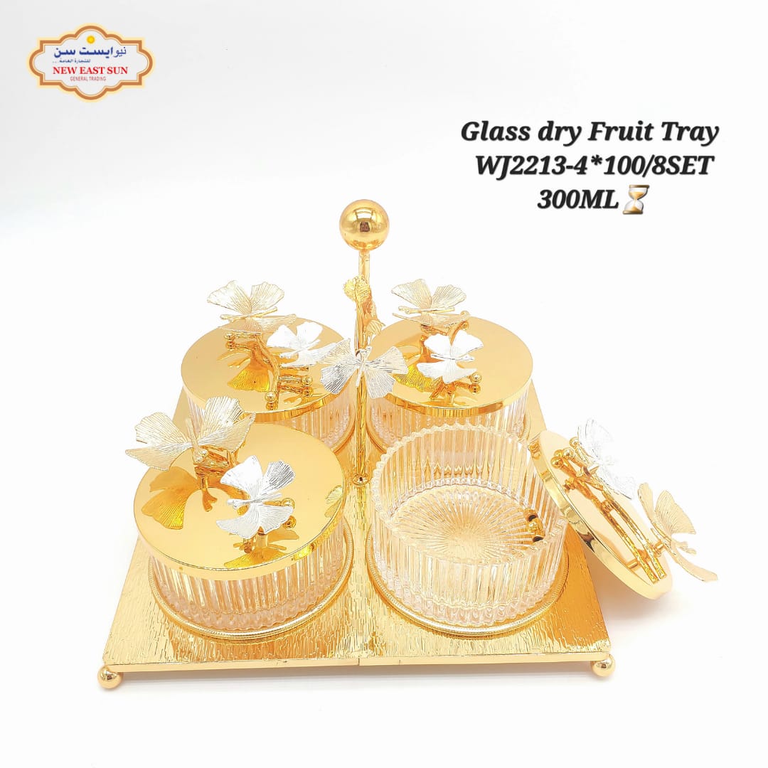 Plateau de fruits secs en verre